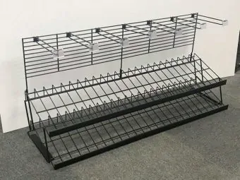 Two Tier Wire Counter Shelf - 4 FT with pegs and hooks
